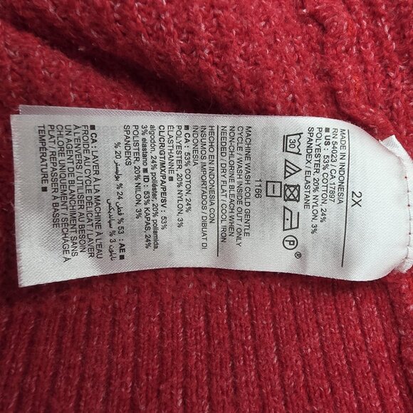 Old Navy Sweater Womens 2X Robbie Red V Neck Pullover Soft Knit Cozy Oversized - Picture 6 of 10